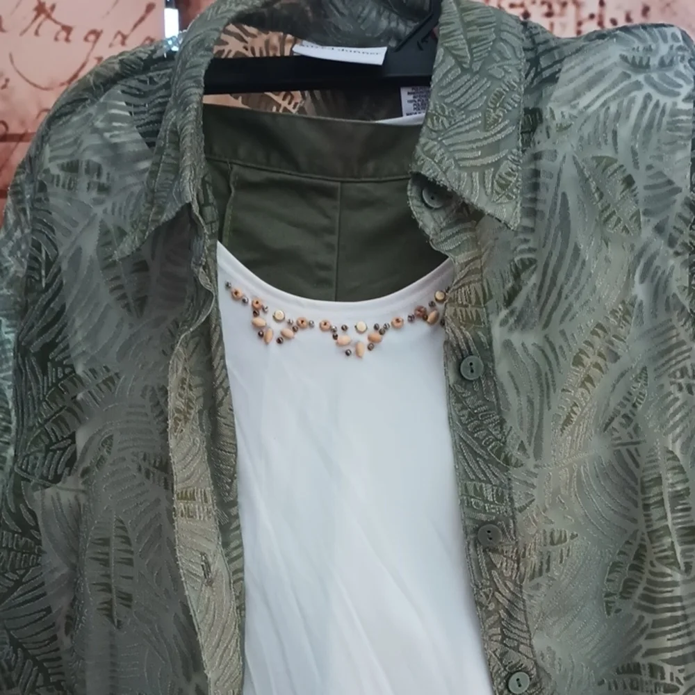 Alfred Dunner Olive Leaf Print Ensemble - Picture 3 of 4
